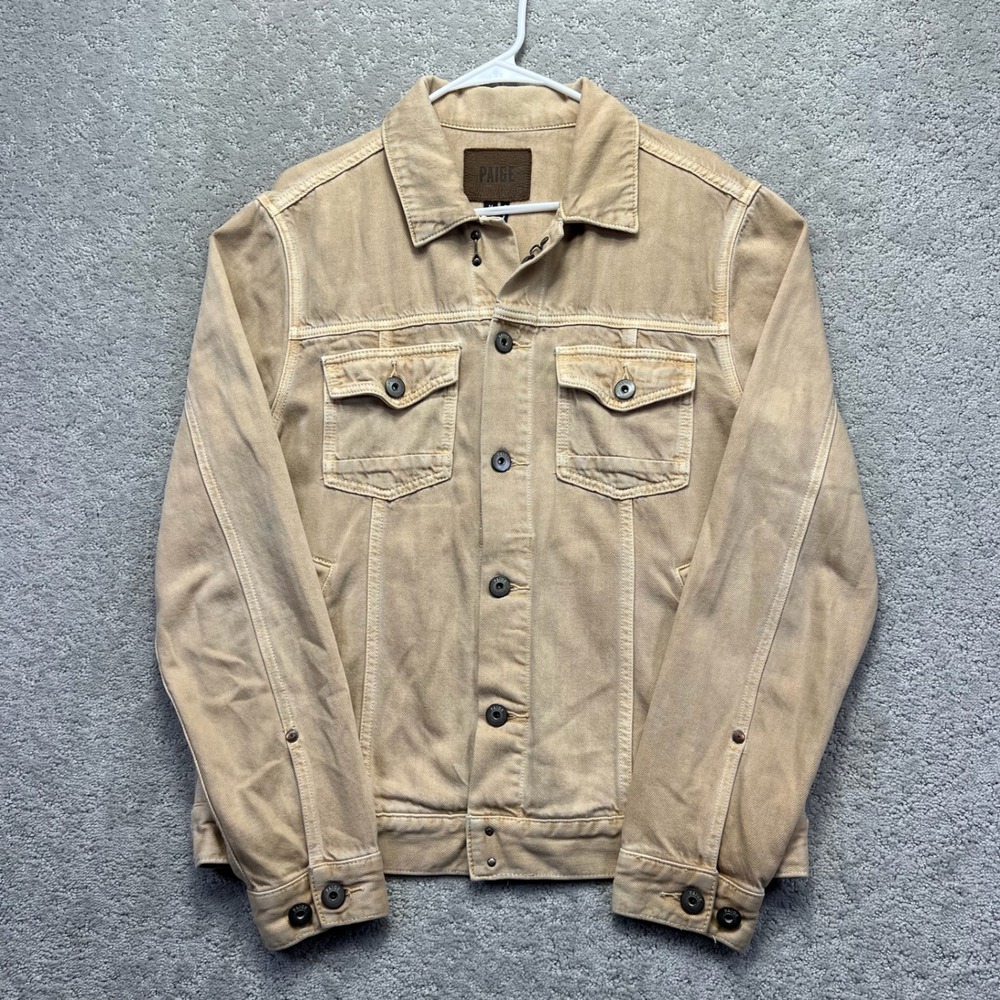 PAIGE Scout Jacket Mens Medium Vintage Copper Fade Trucker Rayon Blend Stretch